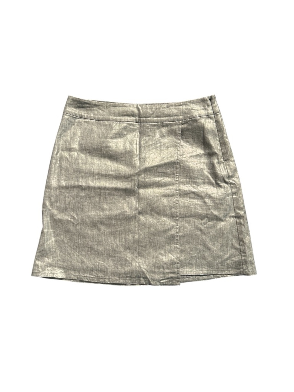 Eileen Fisher Linen Metallic Silver A-Line Mini Skirt Size Petite Small